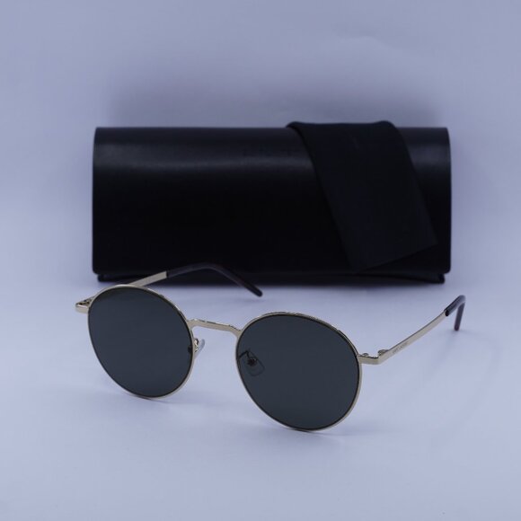 Saint Laurent SL250 SLIM 006 Round Sunglasses - Gold/Grey - Picture 1 of 10